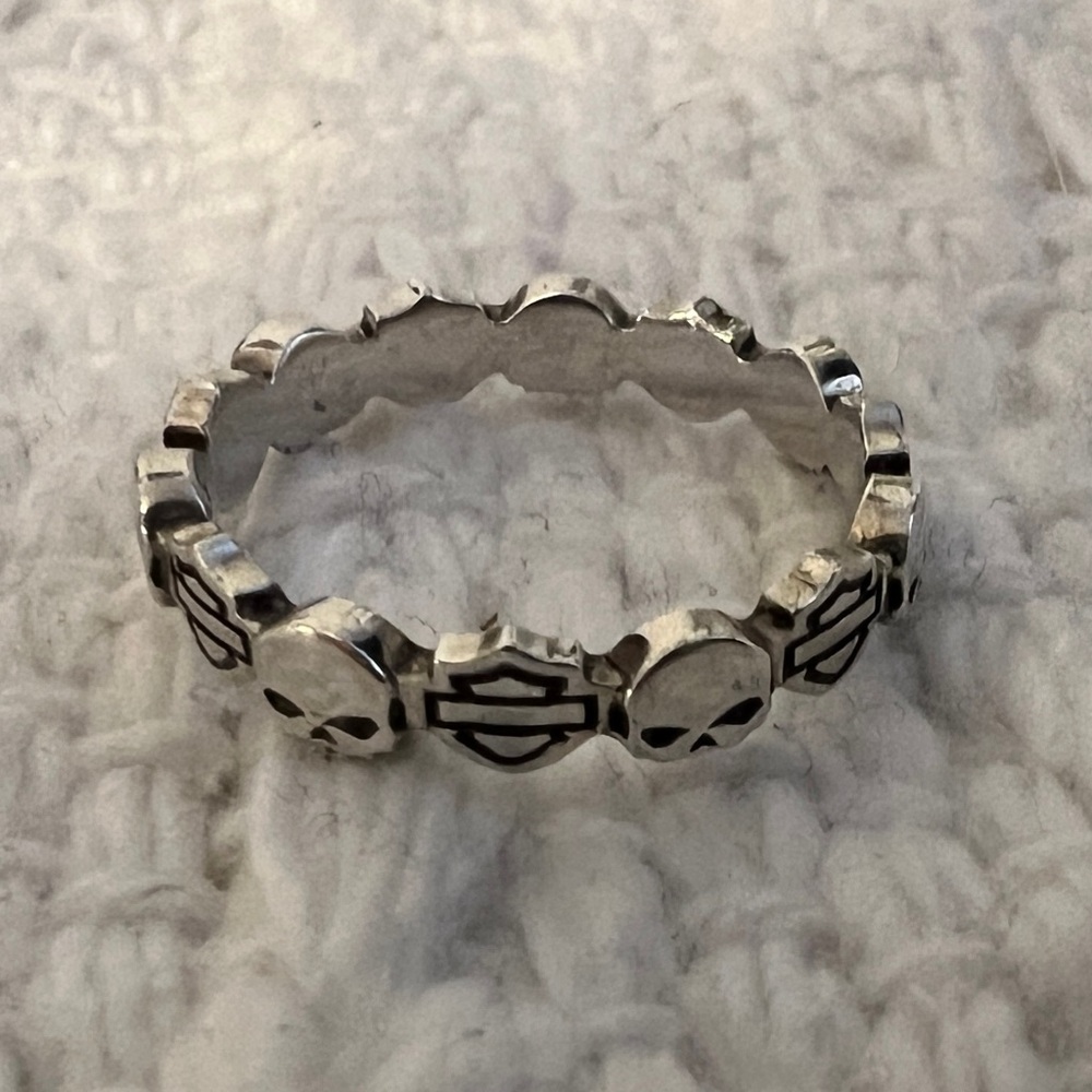 Harley-Davidson Sterling Silver Bar & Shield/Willie G Ring, Vintage 2010, EUC